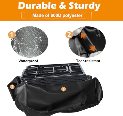 LWFCOEE 50 Inch Waterproof Heavy Duty Dog Fence Travel Bag, Fits 8 Panels Dog Pen and 9 Stakes, 52"x32.3"x6.5" - style: Fits Under 50"hx32"w 8 Panels Dog Playpen and 9 Stakes