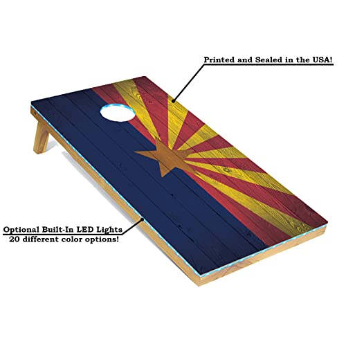Tailgating Pros 4x2 Regulation Cornhole Boards Flag Set- Includes 8 Bean Bags, Carrying Cases, and Score Keeper - Optional LED Lights - color: Arizona Flag, size: 4'x2' Boards
