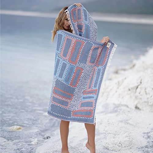 BAGNO MILANO Beach Towels Organic Turkish Cotton Soft, Quick Dry Oversized Turkish Towel Throw Blanket for Beach, Yoga, Spa, Pool (Lich Blue, Beach Towel) - color: Lich Blue