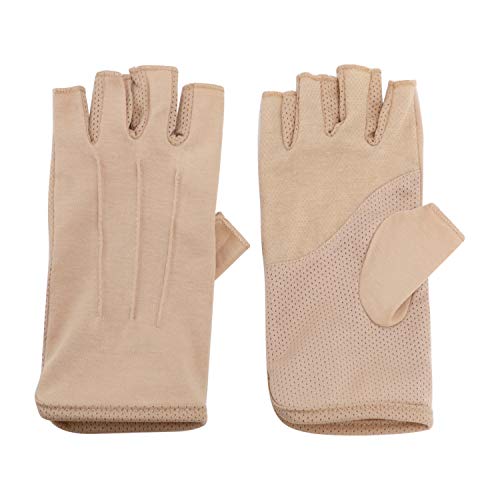 Lightweight Summer Fingerless Gloves Men Women UV Sun Protection Driving Cotton Gloves Nonslip Touchscreen Mittens - color: Khaki 1