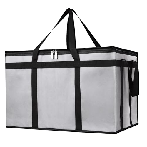 Bodaon Insulated Bags for Delivery, Insulated Food Delivery Bag, XXX-Large Insulated Pizza Delivery Bags, Commercial Catering Bag, Food Warmer Hot Bag, Rideshare Driver Essentials, Gray, 1-Pack - color: Grey