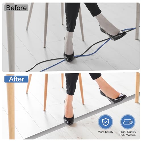 Floor Cord Cover Self Adhesive Cord Hider Floor Extension Cord Covers for Floor Power Cord Protector Cable Management Prevent Cable Trips Cable Cavity 0.32" W x 0.32" H (Grey, 3.3Ft) - color: Grey, size: 0.79" x 3.3'
