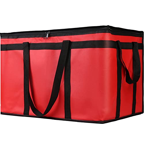 1-Pack Insulated Food Delivery Bag, XXX-Large Commercial Food Warmer for Delivery Drivers, Insulated Reusable Grocery Cooler/Hot Bags, Tote Bag for Shopping/Travel, Catering Bag 22x14x13, Red - color: Red, size: 22 x 14 x 13 inches