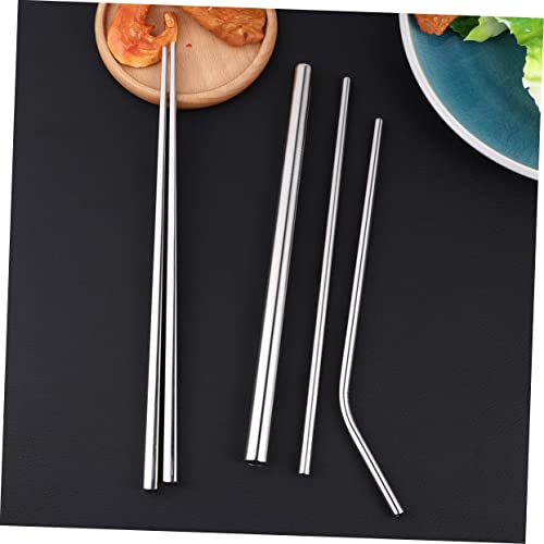 LABRIMP 8pcs Stainless Steel Tableware Set Portable Cutlery Kit with Chopsticks and Straws for Outdoor Dining Picnics and Daily Use Includes Black Carrying Bag