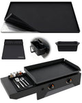 KITCHEN PERFECTION Ultimate Kit for Blackstone Griddle 28 Inch - Silicone Griddle Cover Mat + Griddle Accessories Mat + 2 PCS Silicone Grease Cup Liners Hermetic Protection from Rust & Debris All Year - color: Black 28inch Ultimate Kit