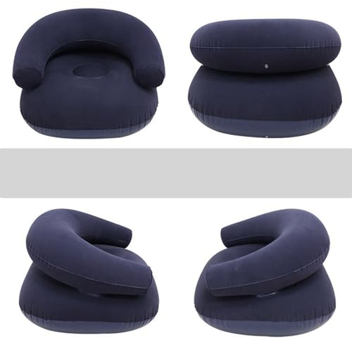 Inflatable Lounge Chair – Flocking PVC 73x73x52cm | Flocked Lounger Seat Lightweight Air Sofa | Portable Blow Up Chair for Outdoor Beach Pool Stadium Travel Living Room and Bedroom Use - color: Purplish Blue