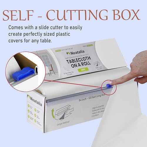 White Plastic Tablecloth Roll 54in X 120ft Disposable Waterproof Cover Table Cloth Rolls for Outdoor Party Events Tablecloths for BBQ Picnic Rectangle and Round Tables and Decorative Supplies - color: White