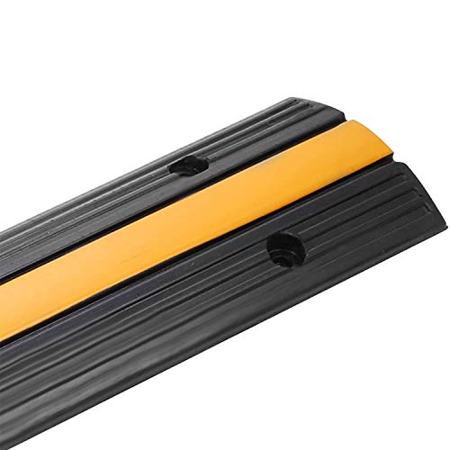 Reliancer 4 Pack 1-Channel Rubber Cable Protector Ramp Traffic Speed Bump 18000lbs Capacity Heavy Duty Cable Protective Cover Ramp Driveway Hose Cord Track Protector Wires Concealer for Garage Parking - size: 4 Pack 1-Channel
