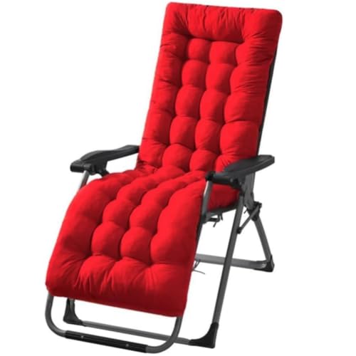 Patio Chaise Lounger Cushion， Rocking Chair Sofa Cushion with 6 Ties， Thick Padded Swing Bench Cushion， Zero Gravity Chair Cushion61x19x3in (Red) - color: Red