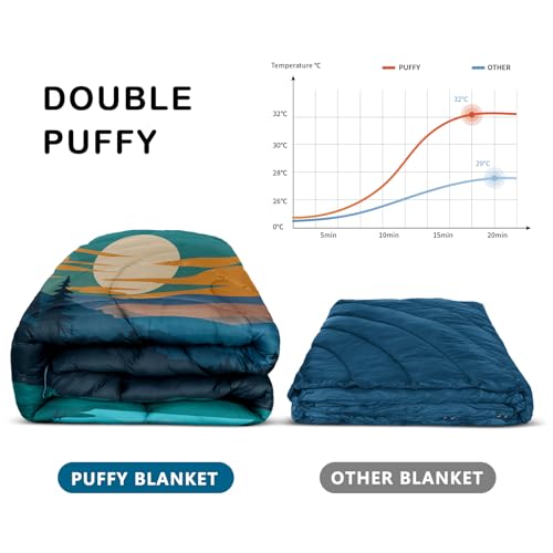 Camping Blanket,Lightweight Puffy Printed Camping Blanket Packable Outdoor Blanket for Camping,Traveling, Stadium, Hiking, Picnics - color: Dusk Pool-thick, size: 39x55"