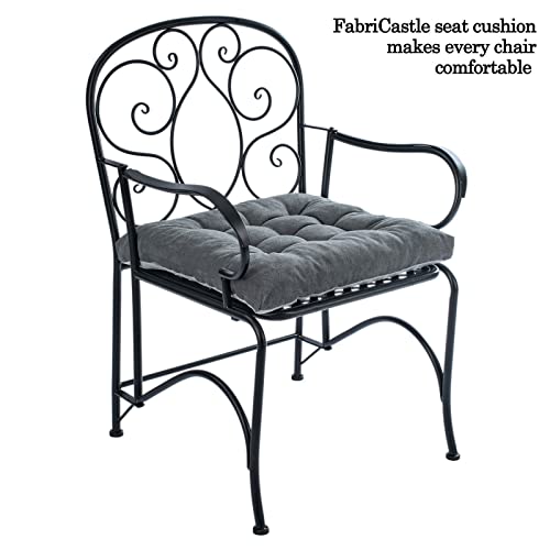FABRICASTLE Outdoor Chair Cushions Patio Cushion Premium Comfortable Thick Fill Tufted 19" x 19" Floor Wicker Seat Pads, 2 Count (Dark Grey, 2) - color: Dark Grey