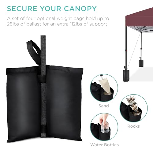 Best Choice Products 10x10ft Pop Up Canopy Tent, Outdoor Shade, 1 Person 1 Minute Set Up, Carry Case, 4 Weight Bags - Burgundy - color: Burgundy, size: 10x10ft