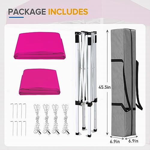 EAGLE PEAK Pop up Canopy 5x5, Outdoor Portable Canopy Tent with One Removable Sunwall, Carry Bag Included, Pink - color: Pink