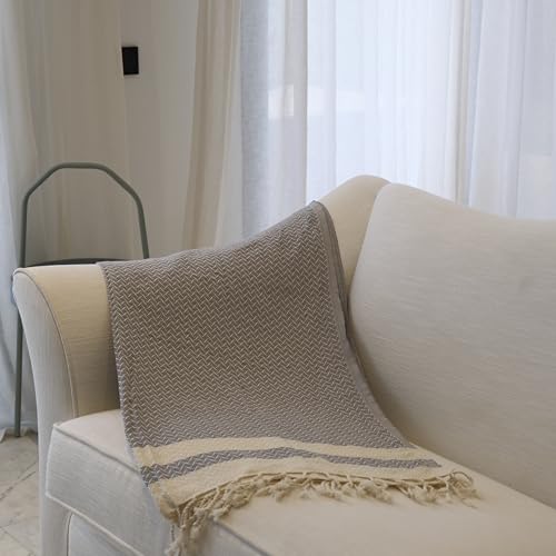 mysticalanatolia Turkish Beach Towel Oversized Cotton Sand Free Quick Dry Lightweight Peshtemal Large Travel Yoga Picnic Blanket Absorbent Compact 39x79 Grey - color: Grey
