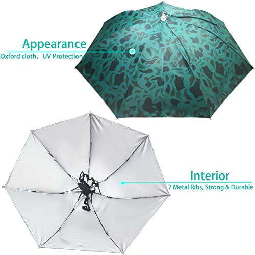 Umbrella Hat, 37 inch Fishing Umbrella Hat Hands Free Foldable UV Protection Umbrella Cap Adjustable Headwear for Fishing Golf Camping Beach Gardening Sunshade Outdoor - color: Camouflage