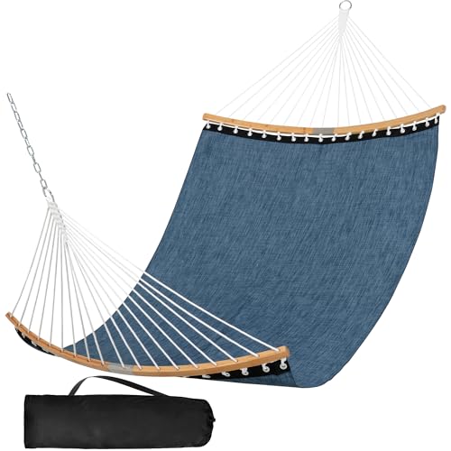 SUNCREAT Hammocks Two Person Tree Hammock, Heavy Duty Curved Bar Hammock for Poolside, Garden, Backyard, Patio, 450lbs Capacity, Navy - color: Navy