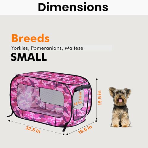 Beatrice Home Fashions Portable, Collapsible, Pop Up Kennel Travel Cat and Dog Crate, 32.5" L x 19.5" W x 19.5" H, Camo Pink - color: Camo Pink, size: 32.5"L x 19.5"W x 19.5"H