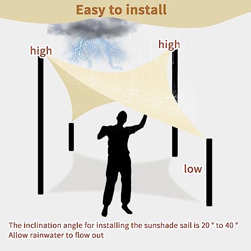 KALINCO Sun Shade Sail, Waterproof Shade Sail, 10'x10' x10' Triangle Sunscreen Awning Canopy, 95% UV Blocking Sun Shade Canopy with Free Rope for Outdoor Garden Patio Party Playground - size: 10'x10'x10'