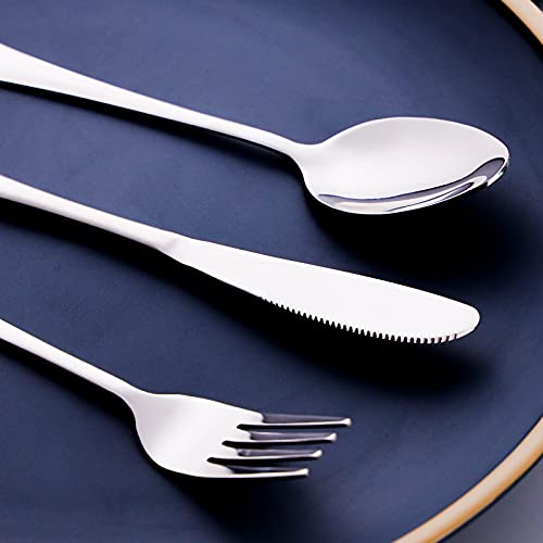 SAOSHYPEI Portable Utensils Set with Case, 4-Piece Stainless Steel Reusable Silverware Set, Travel Flatware Cutlery Set for Camping, Lunch Box, Office, Picnic, Dishwasher Safe - color: Silver1