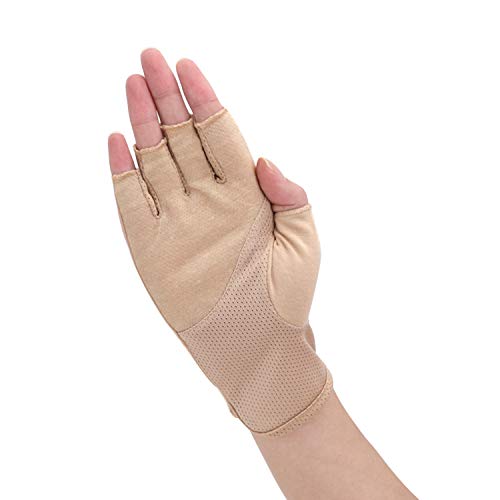 Lightweight Summer Fingerless Gloves Men Women UV Sun Protection Driving Cotton Gloves Nonslip Touchscreen Mittens - color: Khaki 1