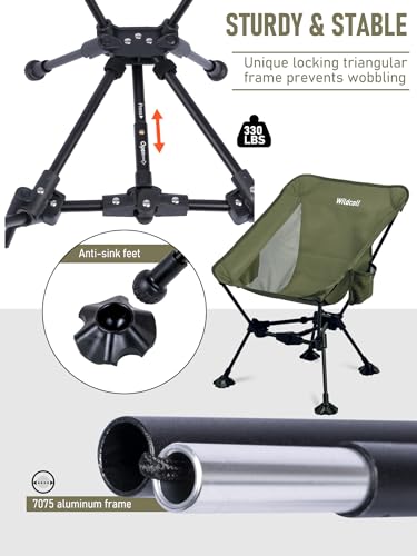 WildCall Lightweight Folding Camping Chair Compact Beach Chair with Anti-Sinking Large Feet - color: 1 X Green