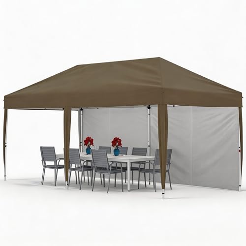 Canopy Tent, Heavy Duty Pop Up Canopy with 2 Detachable Panels, All-Weather Party Tent for Vendor Shows, Folding Commercial Shade Canopy Shelter