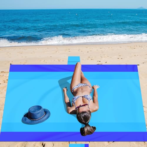 Sand Proof Beach Blanket, 79" X 83" Large Oversized Waterproof Sandless Beach Mat for 4-8 Adults, Outdoor Lightweight Compact Sand Free Picnic Blanket for Beach Travel Camping Hiking Picnic - color: Bgrey