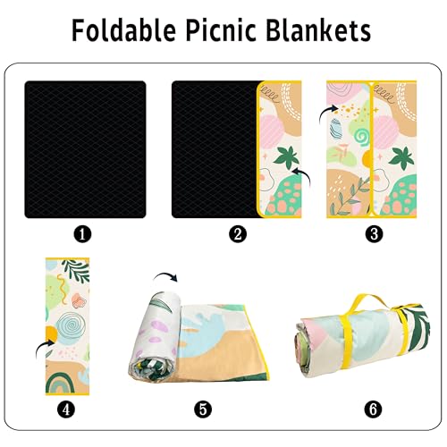 Supfitness Extra Large Picnic Blankets Waterproof Foldable (60 "x 80") Beach Blanket Waterproof Sandproof,3-Layer Thicking Mat Outdoor Packable Camping Blanket - color: Orangeyellow, size: 5' x 6'8" (Rectangular)