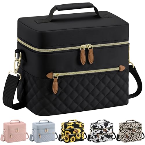 Tenot Insulated Lunch Box for Women Reusable, Leak Proof Cooler Lunch Bag Women for Work Stylish Quilted Lunch Tote Bag for Adult Picnic Travel Hiking Black - color: Black