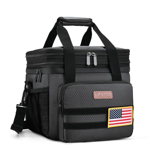 Tactical Lunch Box for Men- Large Insulated Lunch Bag-Expandable Adult Lunch Box with Adjustable Shoulder Strap-Large Lunch Tote Bag for Work Camping Fishing (Black) - color: Tactical Black