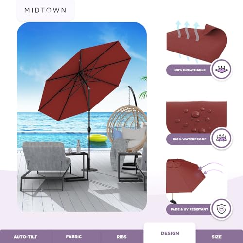 Midtown Umbrellas The Lean Patio Umbrella (Terylast Fabric - Cherry, 8 Foot) - color: Terylast Fabric - Cherry, size: 8 Foot
