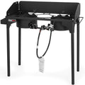 OuterMust Propane Double Burner for Outdoor Cooking Two Camping Stove with Removable Windscreen and Detachable Legs Stand for Home Brewing, Camping, BBQ - size: dual burners with wind gard