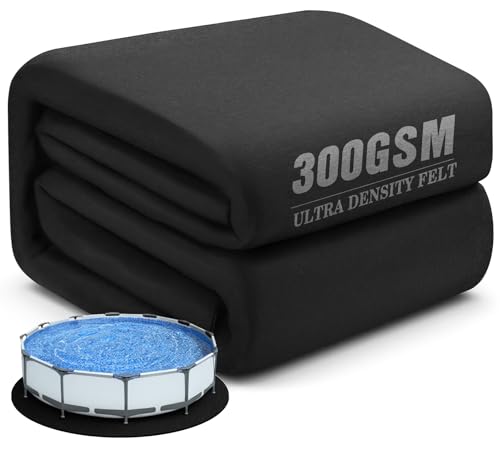 UIRWAY 15FT Round Pool Liner Pad, [2026 New Pool Pad 300G/M² Thicker] Heavy Duty Seamless Under Pool Mat Padding for Above Ground Pools, Black Pool Floor Pad to Prevent Punctures, Geotextile Material - size: Round-15ft