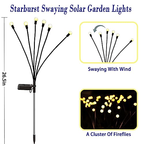 ZFNN Solar Garden Lights Outdoor, 10 Pack 60 LED Solar Firefly Lights, Swaying Waterproof Garden Decor for Yard Patio Pathway Lawn Gardening Gifts - color: Warm White, size: 10 Pack 60 LED