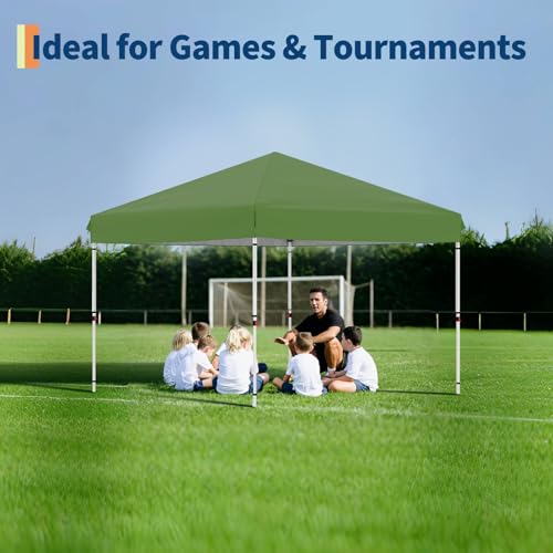 GarveeLife 10x10 Pop Up Canopy with 4 Sidewalls - Easy Up Camping Tent with One Button Push Setup - 1 Roller Bag, 3 Adjustable Height, 4 Weight Bags for Deck, Garden, Sports, Beach, Party - Green - color: Green