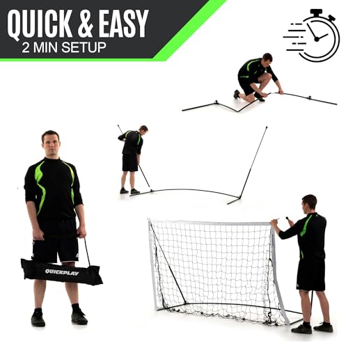 QUICKPLAY Kickster Soccer Goal Range – Ultra Portable | Quick and Easy Set Up | Includes Net and Carry Bag | Available in 7 Sizes | Backyard Soccer Net for Kids & Adults [Single Goal] - style: 5 x 3'