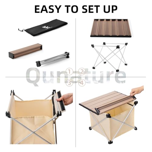 Portable Camping Table Folding Beach Table Ultralight Aluminum Camp Table with Storage Bag for Beach Hiking Backpacking Fishing Picnic Small Size