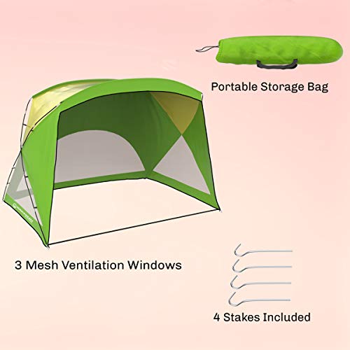 Beach Tent - Sun Shelter for Shade with UV Protection and Water-Resistant Coating for Sports Events and More with Carry Bag by Wakeman Outdoors - color: Green