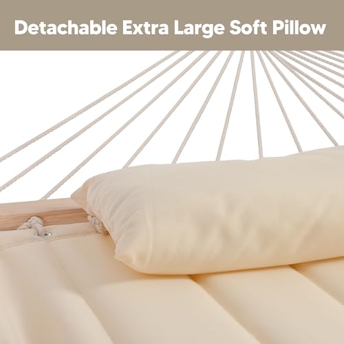 SUNCREAT Portable Outdoor Hammock with Stand, Sun-Protective Canopy, Double Hammock with Stand for Outside, Patent Pending, Beige - color: Beige