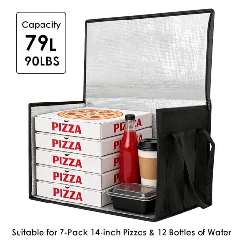3-Pack XXXL Insulated Bags for Food Delivery with Removable Hard Bottom, Large Capacity & Heavy-Duty Catering Bag, Foldable & Reusable, Grocery Bags for Catering, Shopping, Travel