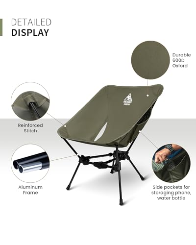 ONETIGRIS Tigerblade Camping Chair, Lightweight Folding Backpacking Hiking Chair, Compact Portable 330 lbs Capacity - color: Ranger Green