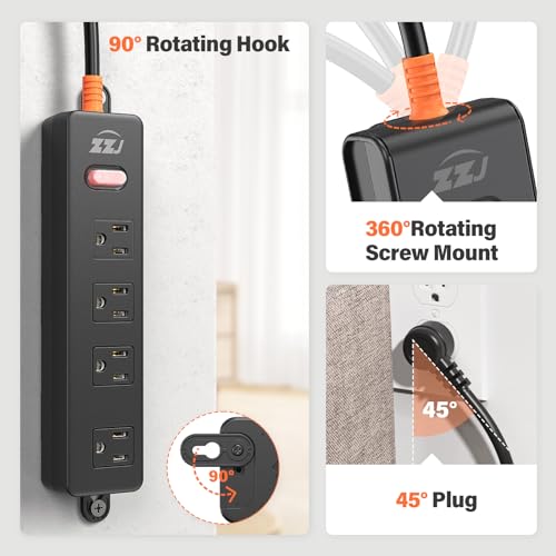 Outdoor Power Strip Weatherproof, IPX6 Waterproof Surge Protector with 4 Wide Outlets,1625W/13A Overload Protection Switch, 6FT Extension Cord, Wall Mountable for Indoor Outdoor, UL FCC Listed - size: 6FT, style: 4AC