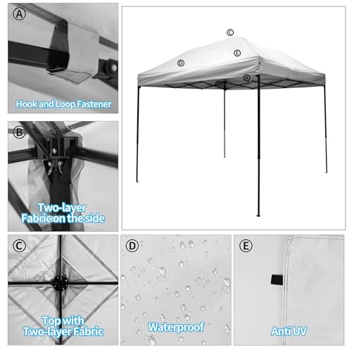 10x10 Canopy Replacement top,10x10ft Pop Up Canopy Top Cover,Silver Coated Durable Replacement Canopy top for Straight Leg Canopy Frame,White(1 PCS Top Cover Only) - color: White