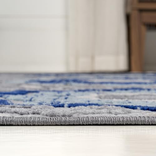 JONATHAN Y Mediterranean Medallion Indoor Outdoor Square Area Rug 5X5 Blue/Gray, Boho for Backyard, Patio, Porch, Easy-Cleaning, High Traffic, Pet-Friendly, Non-Shedding (AMC101A-5SQ) - size: 5'3" x 5'3" (Square)