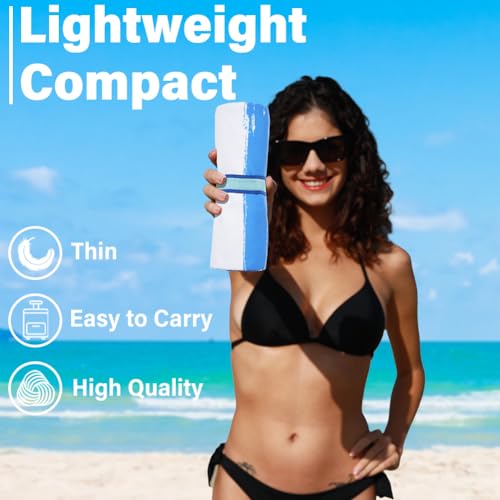 2 Pack Lightweight Thin Microfiber Beach Towel Sand Free Quick Dry Absorbent Compact Soft Pool Swim Travel Towels Extra Large Oversized Beach Accessories packable Essentials Stuff Gifts for Adult - color: 2 Pack Blue Peank Dream World, size: 32x71 Inch