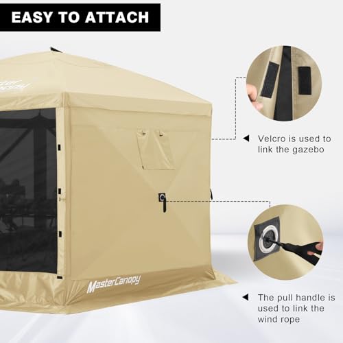 MASTERCANOPY Wind Screen Side Panel with Window for 12x12 Escape Screen Shelter Canopy Tent - Weatherproof, UV Resistant Sun Shade Attachment Accessory (Beige, 1 Pack) - color: Beige, size: 12x12