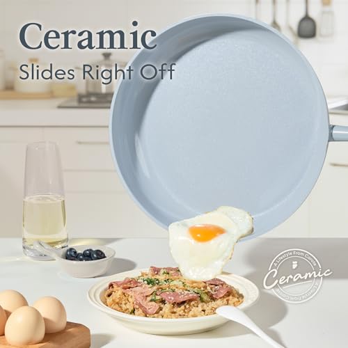 CAROTE Ceramic Cookware Set Nonstick, 9pcs Pots and Pans Set Non stick, Non-Toxic & PFAS-Free,Dishwasher, RV/Camping Cookware Set,Sauce Pan with Lid, Blue - color: Blue, size: Saucepan