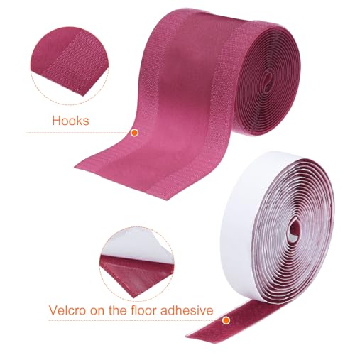 MECCANIXITY Floor Cord Cover 9.8 Ft x 4" Grip Floor Cable Protector Management for Home Floor with Adhesive Backing Prevent Tripping Nylon Polyester Blend Red 2Pcs - color: Red, size: 9.8 Ft x 4"