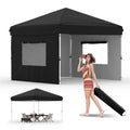 10x10 Pop Up Canopy Tent Outdoor Canopy with 3 Removable Sidewalls One-Person Set Up Heavy Duty Commercial Instant Tent Shelter-Black - color: Black, size: 10x10ft/3-sidewall