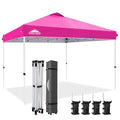 EAGLE PEAK Pop Up Canopy Tent with Wheeled Carry Bag, 8 Stakes, 4 Ropes, 4 Weight Bags, Easy Set Up Tent Canopy, 12x12 ft, 144sqft of Shade, Pink - color: Pink, size: 12x12